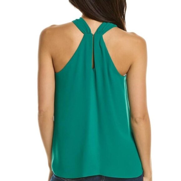 Trina Turk 'Verge' Bow-Front Halter-Neck Crepe Top, Viridis Green - Picture 2 of 2